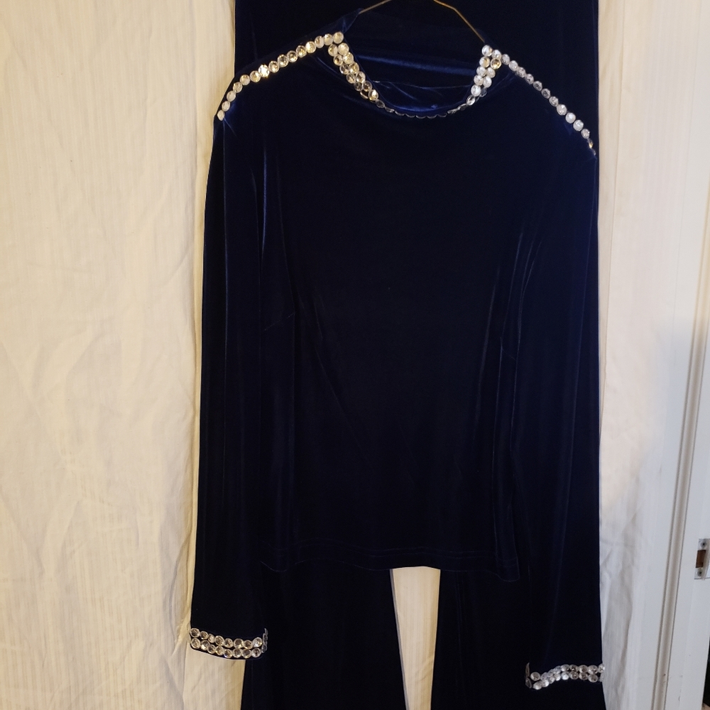 DK BLUE 2PCS PANTSET WITH RHINESTONES